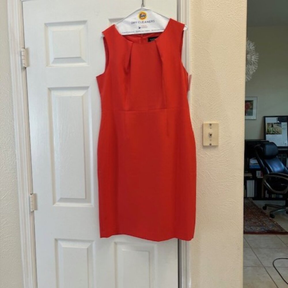 Black Label By Evan Picone Sleeveless Sheath Dress Size 12 Large Coral Orange